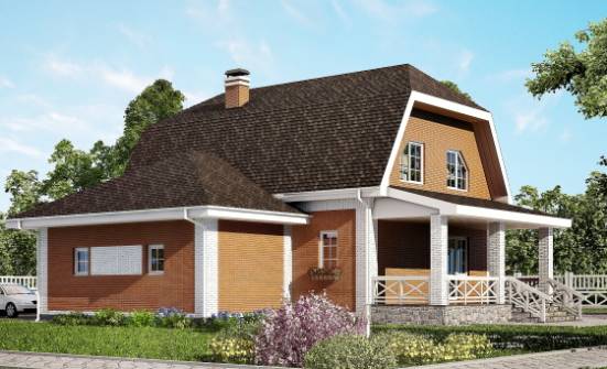 160-006-П Проект двухэтажного дома с мансардой, гараж, красивый загородный дом из бризолита Абакан | Проекты домов от House Expert