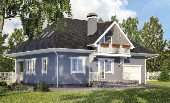 200-001-П Проект двухэтажного дома с мансардой и гаражом, уютный загородный дом из теплоблока Абакан | Проекты домов от House Expert