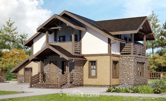 180-011-Л Проект двухэтажного дома с мансардным этажом, гараж, простой дом из блока Саяногорск | Проекты домов от House Expert