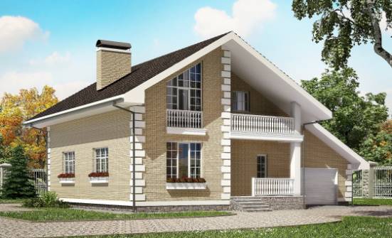190-005-П Проект двухэтажного дома мансардой и гаражом, средний загородный дом из газобетона Абакан | Проекты домов от House Expert