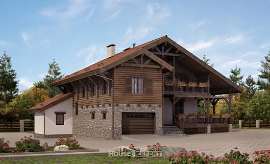 255-002-Л Проект двухэтажного дома с мансардой, гараж, уютный домик из теплоблока Саяногорск | Проекты домов от House Expert