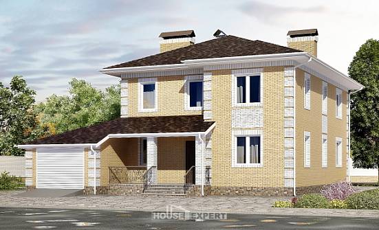 220-006-Л Проект двухэтажного дома, гараж, простой коттедж из газосиликатных блоков Саяногорск | Проекты домов от House Expert
