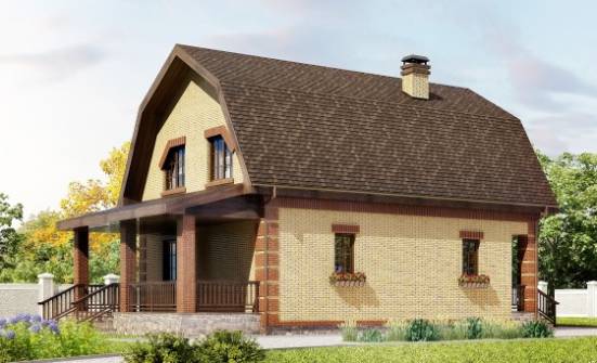 130-005-Л Проект двухэтажного дома с мансардой, компактный коттедж из керамзитобетонных блоков Абакан | Проекты домов от House Expert