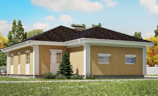130-002-Л Проект одноэтажного дома и гаражом, простой коттедж из газобетона Абакан | Проекты домов от House Expert