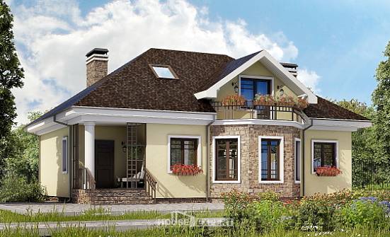 150-008-Л Проект двухэтажного дома мансардой, бюджетный дом из керамзитобетонных блоков Саяногорск | Проекты домов от House Expert