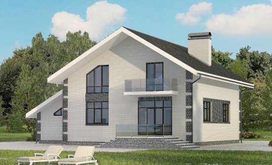 180-001-П Проект двухэтажного дома мансардой, гараж, доступный дом из бризолита Саяногорск | Проекты домов от House Expert
