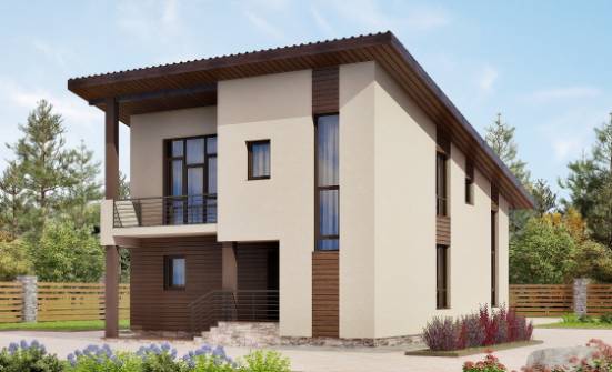140-005-Л Проект двухэтажного дома с мансардным этажом, красивый загородный дом из бризолита Абакан | Проекты домов от House Expert