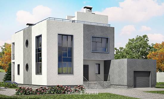 255-001-П Проект двухэтажного дома и гаражом, уютный загородный дом из твинблока Саяногорск | Проекты домов от House Expert