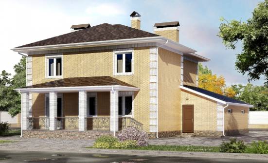 220-006-Л Проект двухэтажного дома, гараж, простой коттедж из газосиликатных блоков Саяногорск | Проекты домов от House Expert