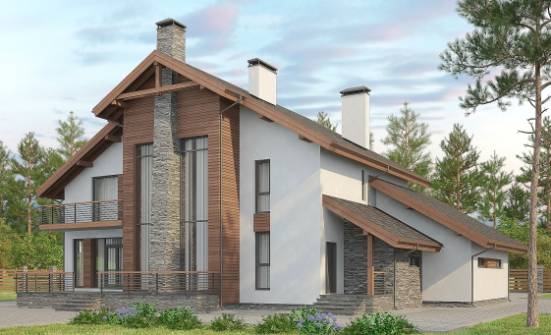 270-003-Л Проект двухэтажного дома с мансардой, гараж, современный коттедж из газобетона Саяногорск | Проекты домов от House Expert