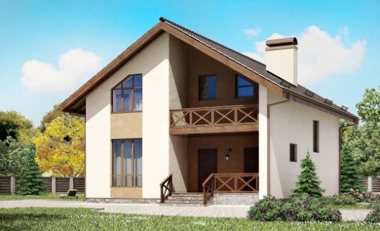 170-002-П Проект двухэтажного дома с мансардным этажом, уютный коттедж из теплоблока Саяногорск | Проекты домов от House Expert
