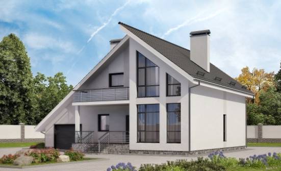 200-007-Л Проект двухэтажного дома мансардой и гаражом, красивый загородный дом из бризолита Саяногорск | Проекты домов от House Expert