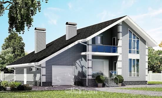 190-006-Л Проект двухэтажного дома мансардный этаж и гаражом, уютный домик из арболита Саяногорск | Проекты домов от House Expert