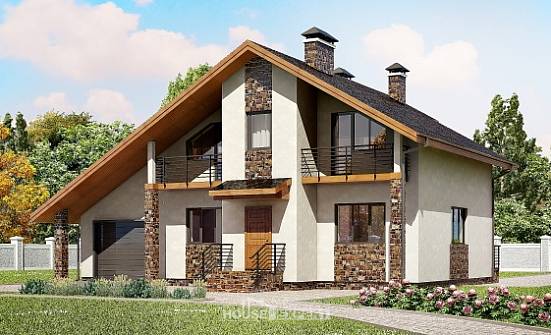 180-008-Л Проект двухэтажного дома с мансардой, гараж, современный дом из газобетона Абакан | Проекты домов от House Expert