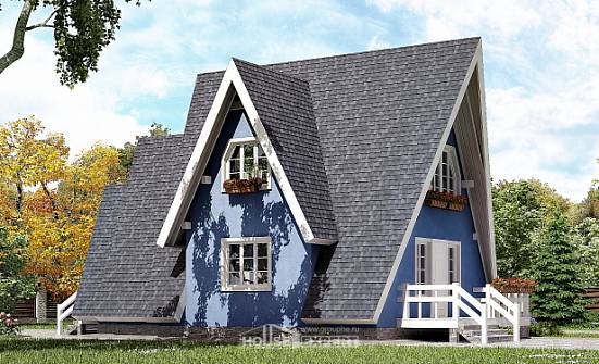 100-002-П Проект двухэтажного дома с мансардой, небольшой домик из бревен Абакан | Проекты домов от House Expert