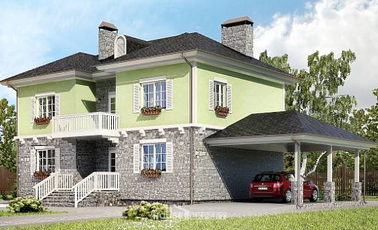 155-006-П Проект двухэтажного дома и гаражом, небольшой коттедж из газобетона Саяногорск | Проекты домов от House Expert