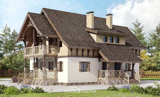 180-014-Л Проект двухэтажного дома с мансардой, скромный дом из бризолита Саяногорск | Проекты домов от House Expert