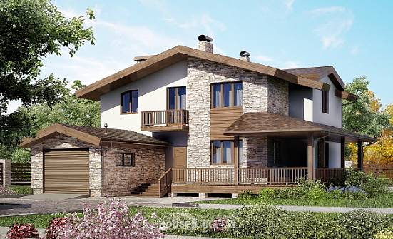 220-001-П Проект двухэтажного дома с мансардным этажом, гараж, красивый загородный дом из керамзитобетонных блоков Саяногорск | Проекты домов от House Expert