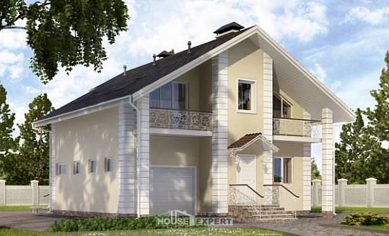 150-002-Л Проект двухэтажного дома мансардный этаж и гаражом, скромный дом из арболита Саяногорск | Проекты домов от House Expert