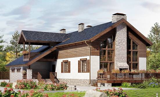 240-002-Л Проект двухэтажного дома мансардный этаж и гаражом, уютный дом из бризолита Саяногорск | Проекты домов от House Expert