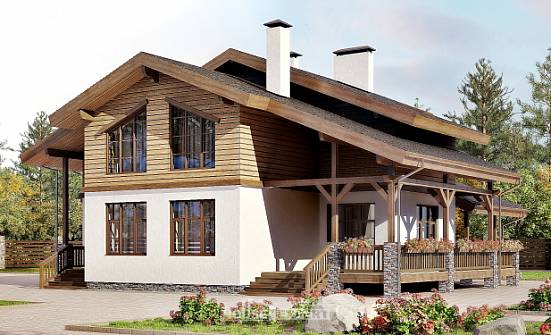 210-006-П Проект двухэтажного дома с мансардным этажом, современный загородный дом из кирпича Саяногорск | Проекты домов от House Expert