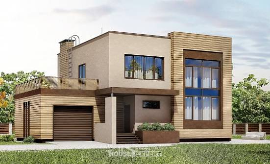 220-003-Л Проект двухэтажного дома, гараж, средний загородный дом из бризолита Абакан | Проекты домов от House Expert