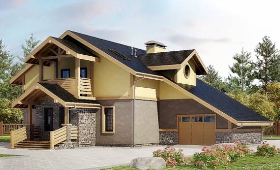 180-011-П Проект двухэтажного дома мансардный этаж и гаражом, скромный дом из твинблока Абакан | Проекты домов от House Expert