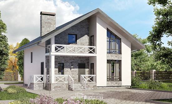 155-001-Л Проект двухэтажного дома с мансардным этажом, гараж, бюджетный коттедж из газосиликатных блоков Абакан | Проекты домов от House Expert