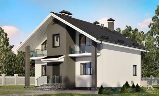 150-005-Л Проект двухэтажного дома мансардой, красивый загородный дом из керамзитобетонных блоков Абакан | Проекты домов от House Expert