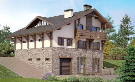 305-002-Л Проект трехэтажного дома с мансардным этажом, уютный загородный дом из кирпича Абакан | Проекты домов от House Expert