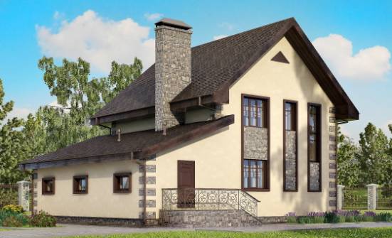 160-004-П Проект двухэтажного дома, гараж, недорогой загородный дом из поризованных блоков Саяногорск | Проекты домов от House Expert