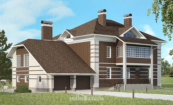 505-002-Л Проект трехэтажного дома и гаражом, красивый дом из кирпича Саяногорск | Проекты домов от House Expert