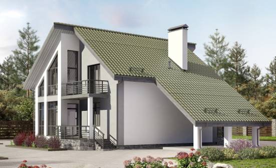 170-009-Л Проект двухэтажного дома мансардой, гараж, доступный дом из газобетона Абакан | Проекты домов от House Expert