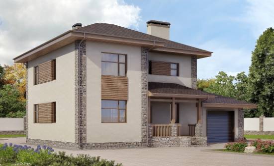 185-004-П Проект двухэтажного дома, гараж, просторный коттедж из бризолита Абакан | Проекты домов от House Expert