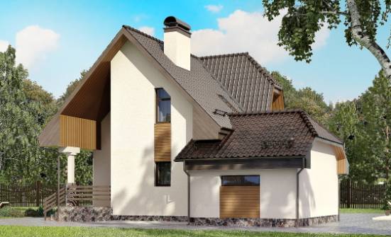 150-001-Л Проект двухэтажного дома мансардой, гараж, простой домик из блока Саяногорск | Проекты домов от House Expert
