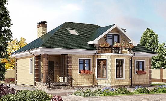 150-013-Л Проект двухэтажного дома мансардой, бюджетный загородный дом из кирпича Саяногорск | Проекты домов от House Expert
