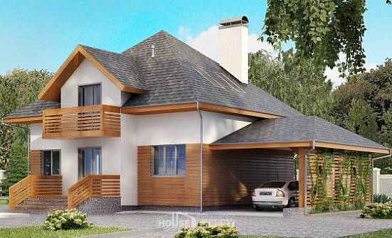 155-004-П Проект двухэтажного дома с мансардой и гаражом, скромный коттедж из твинблока Абакан | Проекты домов от House Expert