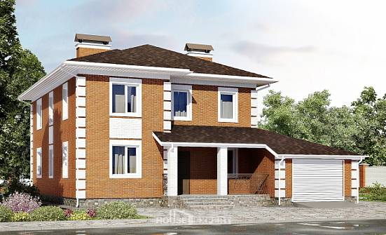 220-004-Л Проект двухэтажного дома, гараж, простой домик из кирпича Саяногорск | Проекты домов от House Expert