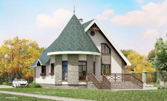 170-003-Л Проект двухэтажного дома мансардный этаж, классический загородный дом из твинблока Саяногорск | Проекты домов от House Expert