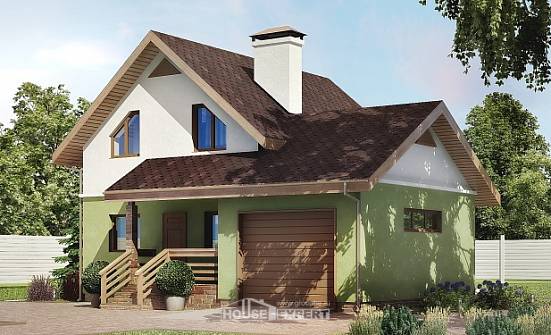 120-002-П Проект двухэтажного дома мансардой и гаражом, бюджетный дом из керамзитобетонных блоков Абакан | Проекты домов от House Expert