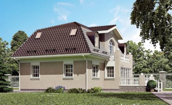 210-001-Л Проект двухэтажного дома с мансардой, классический загородный дом из керамзитобетонных блоков Саяногорск | Проекты домов от House Expert