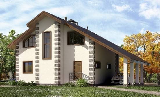 150-003-Л Проект двухэтажного дома с мансардой, гараж, компактный домик из дерева Абакан | Проекты домов от House Expert