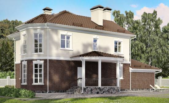 190-002-Л Проект двухэтажного дома и гаражом, уютный дом из газобетона Абакан | Проекты домов от House Expert
