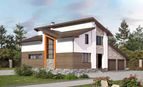 240-004-П Проект двухэтажного дома с мансардой, гараж, просторный загородный дом из керамзитобетонных блоков Абакан | Проекты домов от House Expert