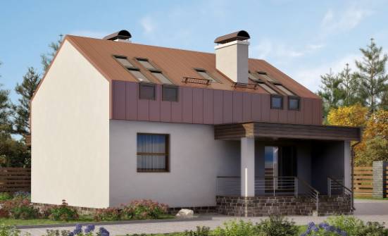 120-004-Л Проект двухэтажного дома с мансардой, скромный дом из газобетона Саяногорск | Проекты домов от House Expert