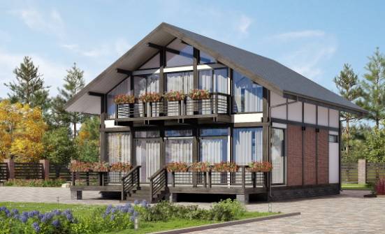 170-007-П Проект двухэтажного дома с мансардным этажом, скромный домик из бревен Саяногорск | Проекты домов от House Expert