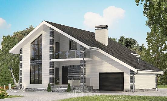180-001-П Проект двухэтажного дома мансардой, гараж, доступный дом из бризолита Саяногорск | Проекты домов от House Expert