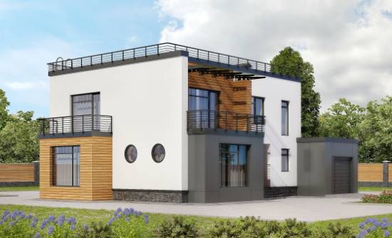260-002-П Проект двухэтажного дома, гараж, современный коттедж из блока Саяногорск | Проекты домов от House Expert