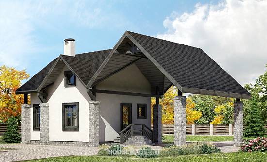 060-001-П Проект двухэтажного дома с мансардой, гараж, экономичный дом из арболита Абакан | Проекты домов от House Expert