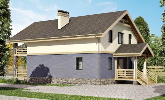 160-010-П Проект двухэтажного дома мансардой, бюджетный коттедж из поризованных блоков Саяногорск | Проекты домов от House Expert